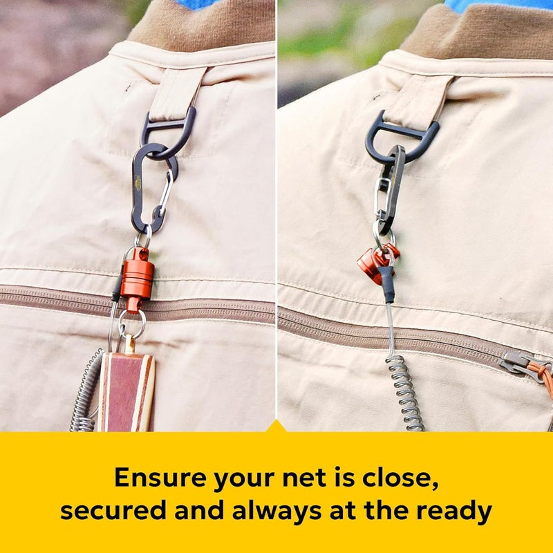 sf. Strongest Magnetic Net Release Magnetic Keychain Fly Fishing Net Retractor Magnet Clip Holder Retractor with Retractable Coiled Lanyard Carabiner - Image 5